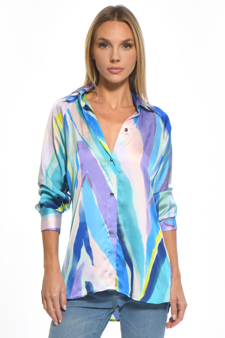 Junior Button-Down Silky Blouse