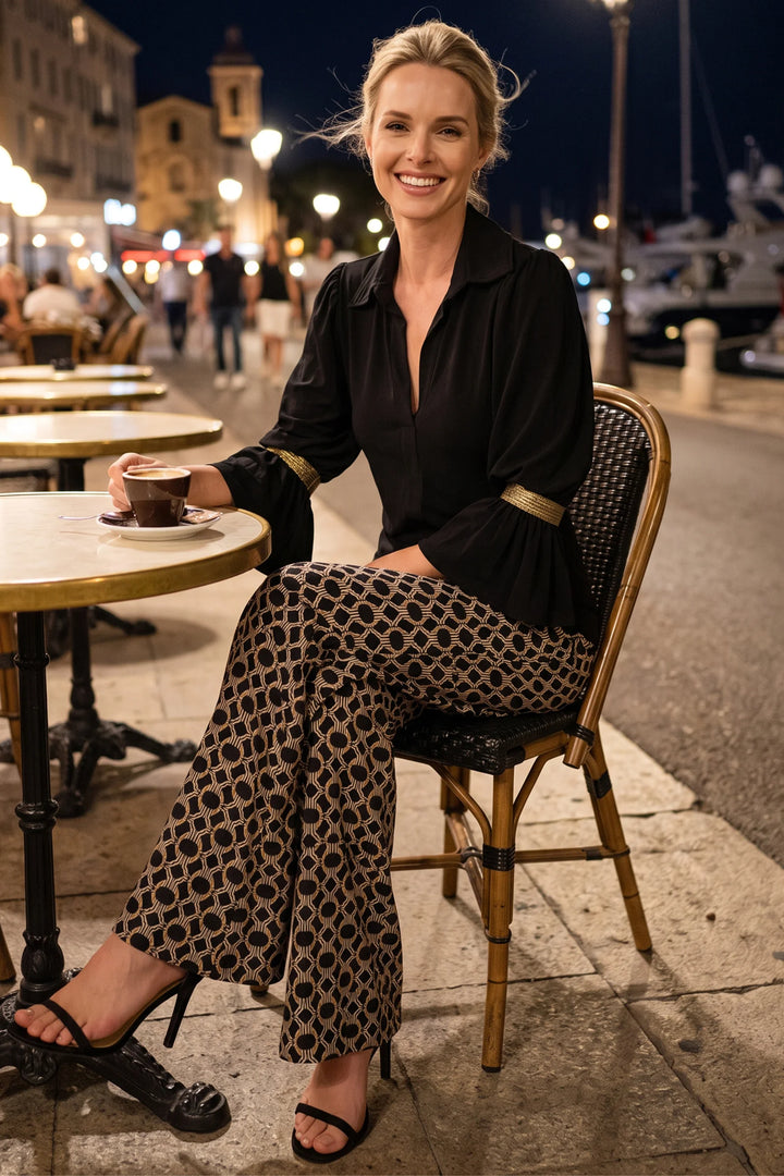 Copper Print Wide-Leg Palazzo Pant