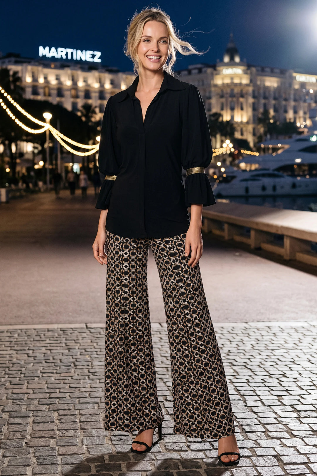 Copper Print Wide-Leg Palazzo Pant