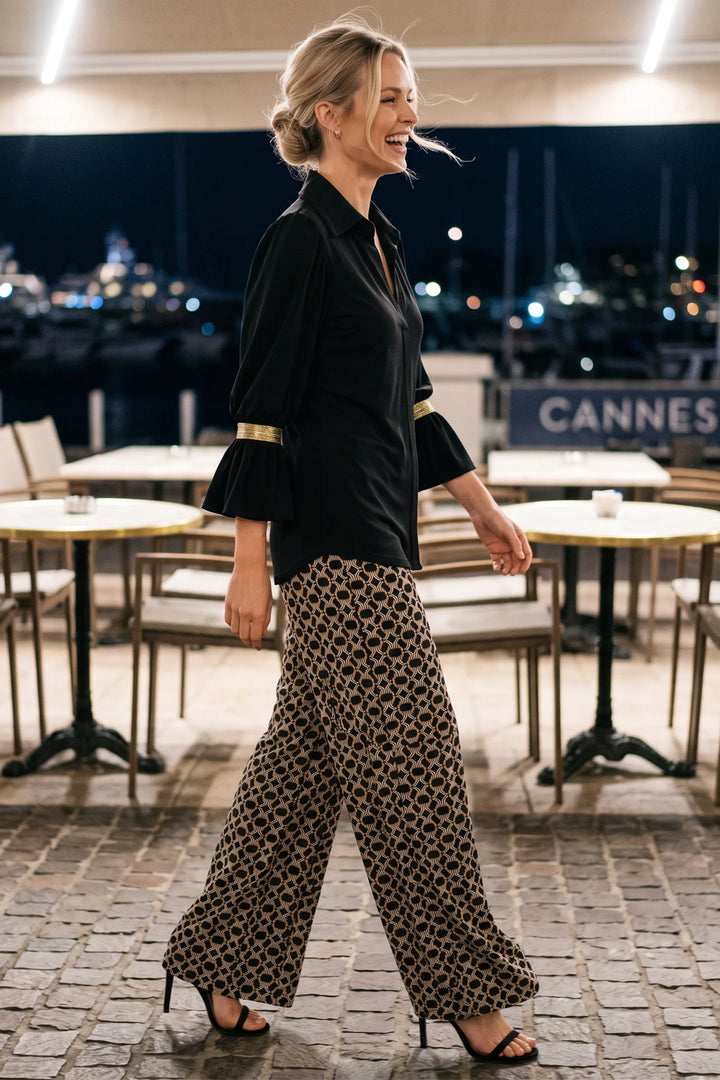 Copper Print Wide-Leg Palazzo Pant