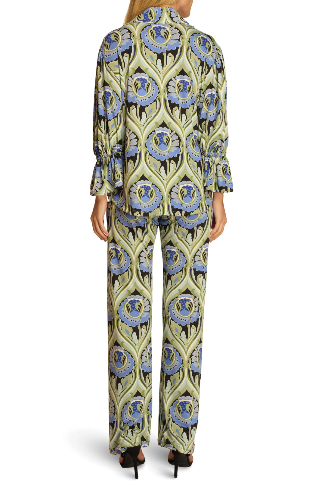 Oro Ruffled Sleeve Signature Print Top