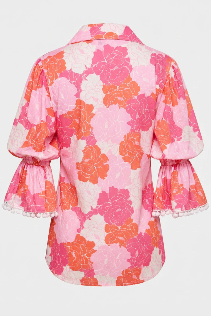 Oro Pom Trim Statement Sleeve Top