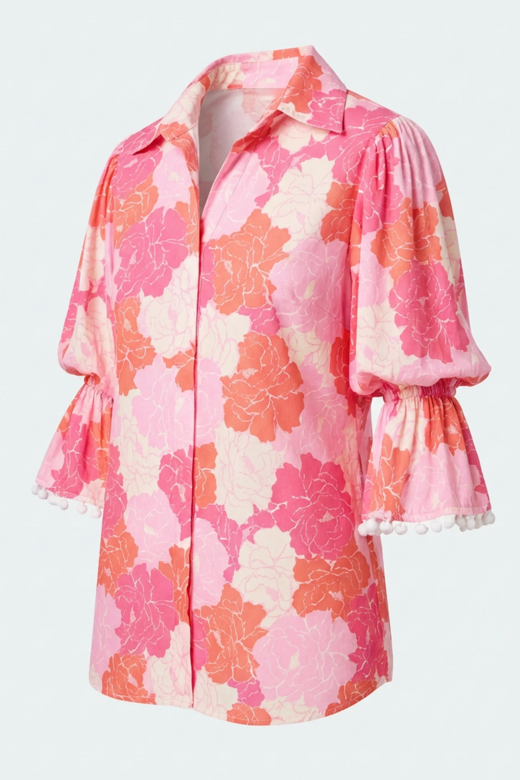 Oro Pom Trim Statement Sleeve Top | Julian Chang