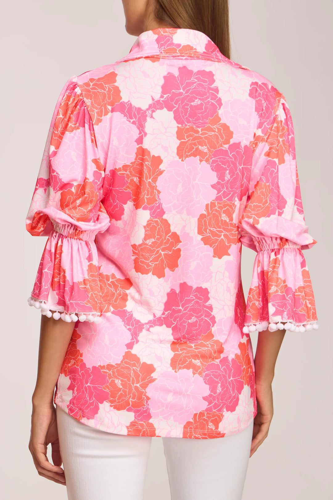 Oro Pom Trim Statement Sleeve Top