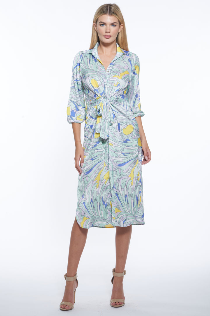 August Button Front Midi Dress