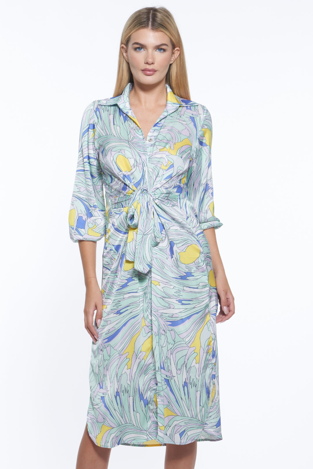 August Button Front Midi Dress