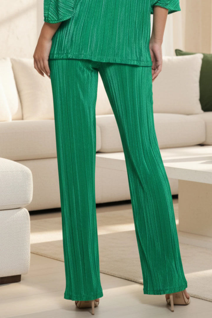 Vicky Ultra Soft Luxury Plissé Pants - Green Back