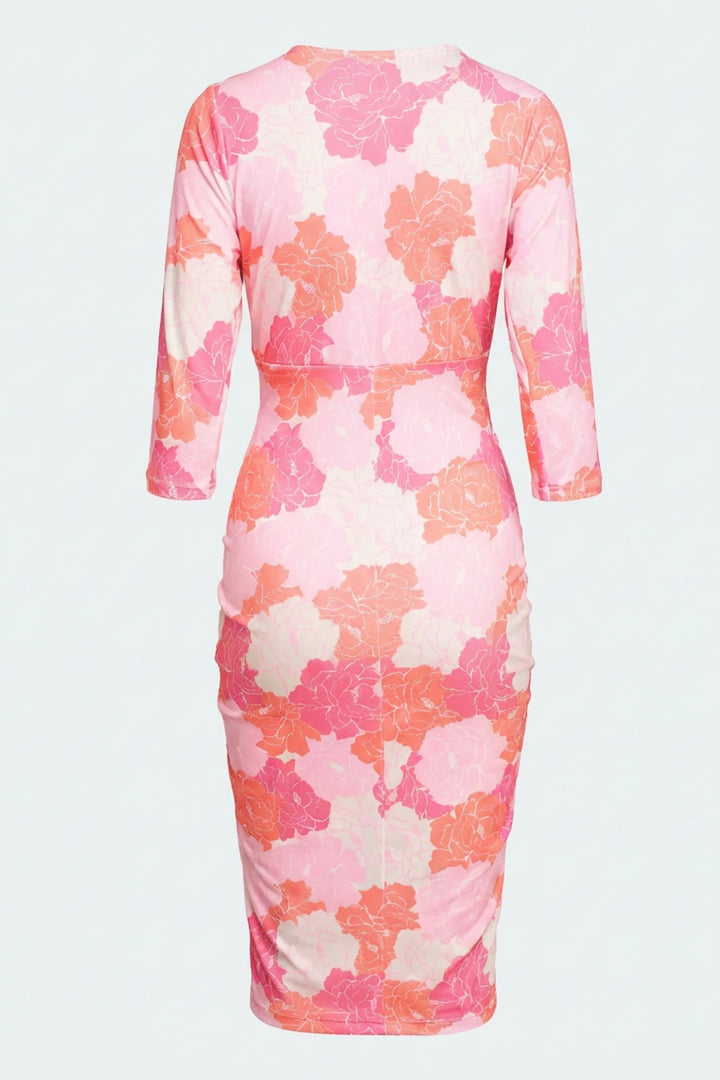 Ghost View Back of Valeri Dress with 3/4 sleeves and smooth fit.