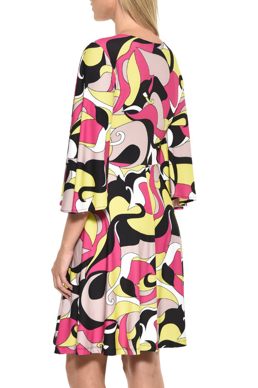 Corner Delight V Neck Flare Dress