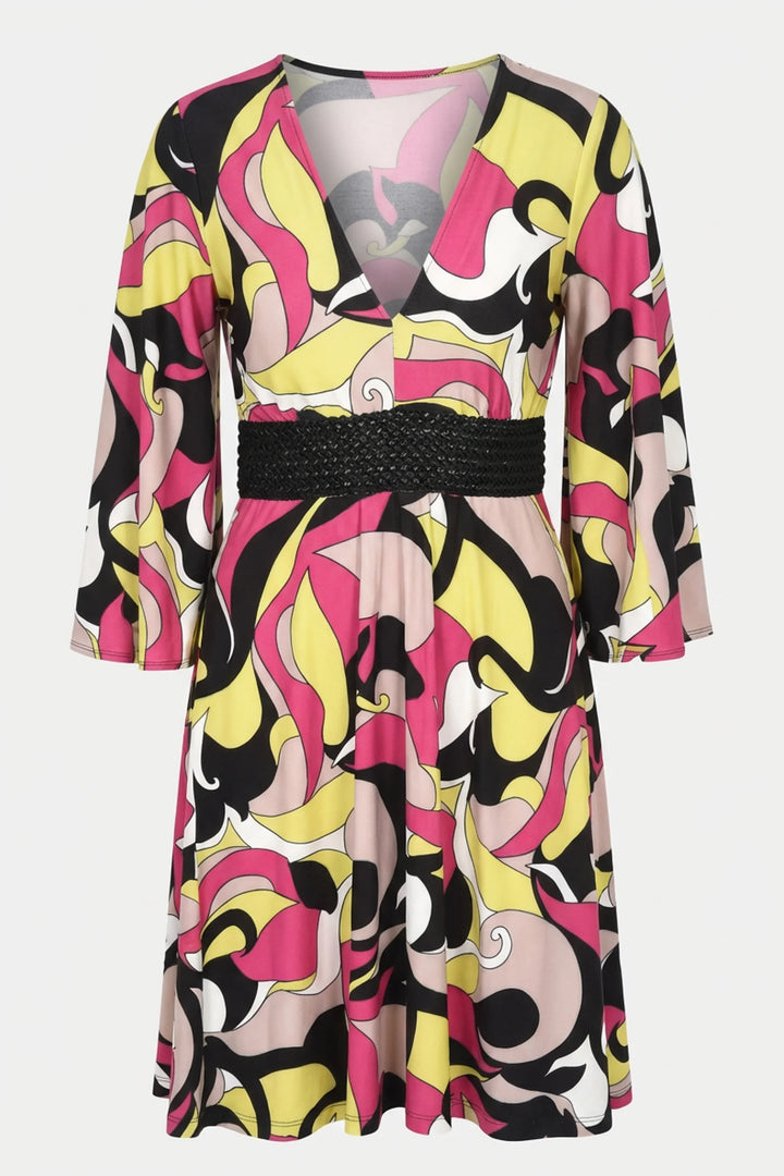 Corner Delight V Neck Flare Dress