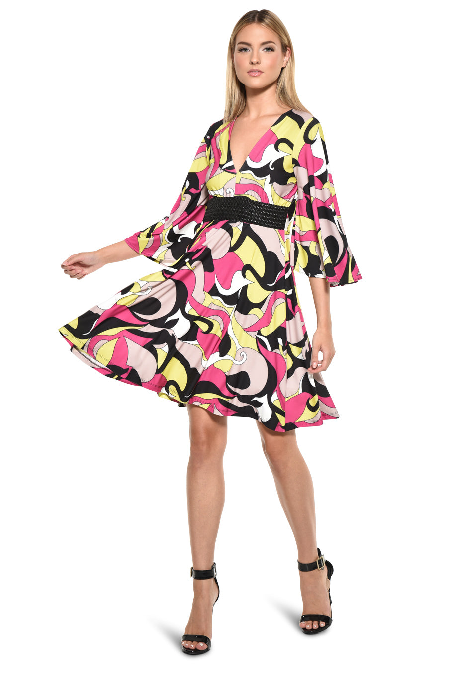 Corner Delight V Neck Flare Dress