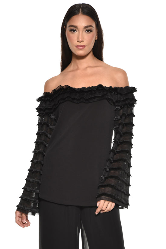 Clover Tiered Sleeve Off the Shoulder Top