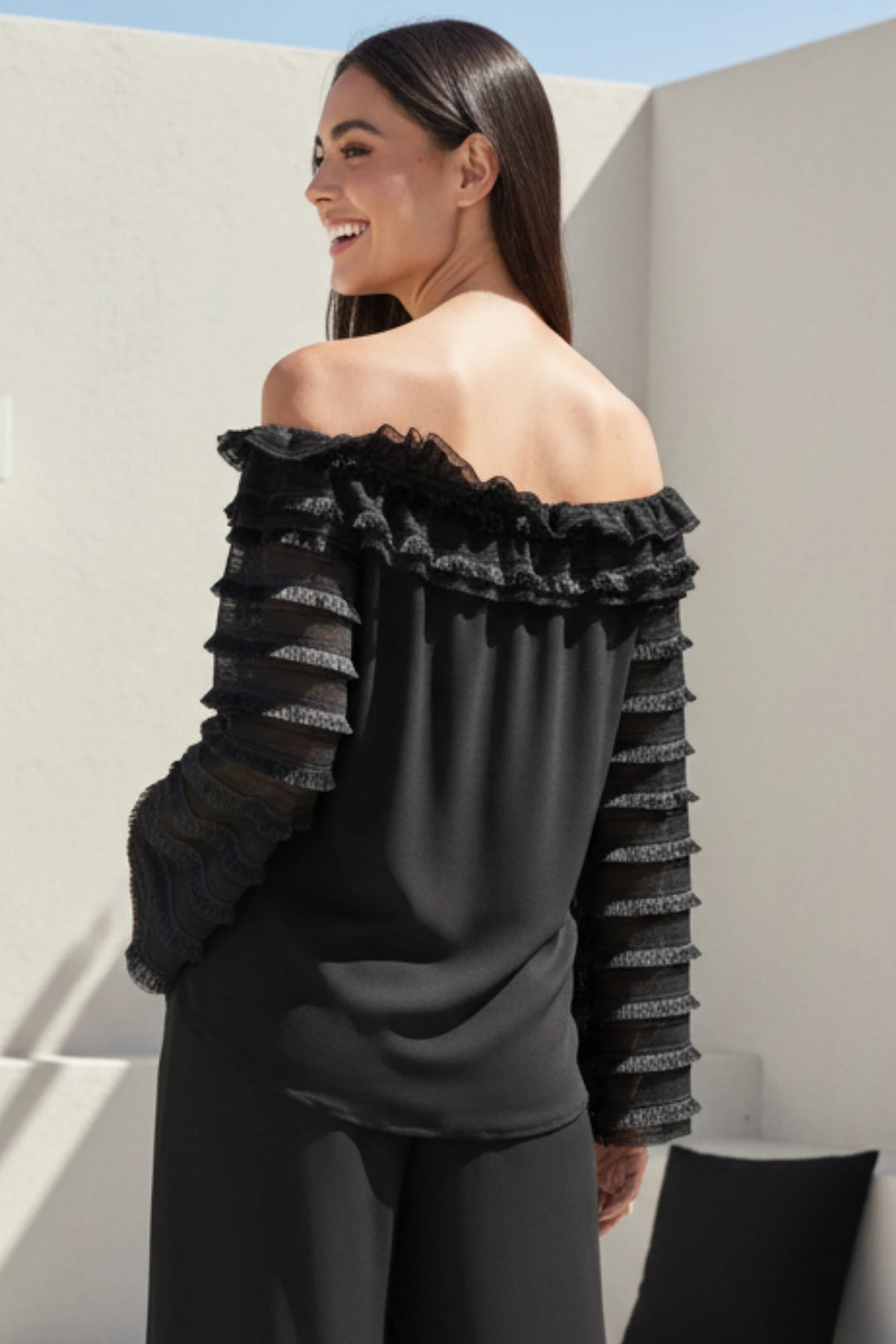 Clover Tiered Sleeve Off the Shoulder Top