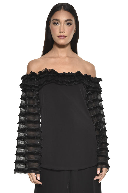 Clover Tiered Sleeve Off the Shoulder Top