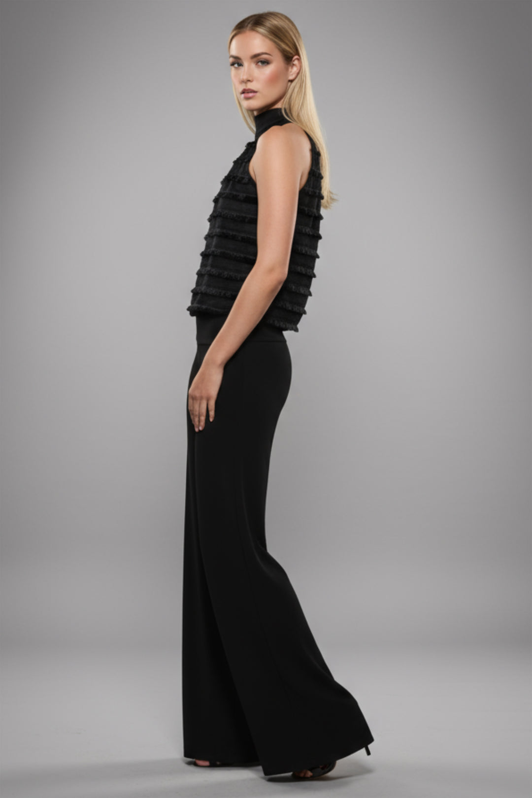 Ida Textured Halter Wide Leg Jumpsuit