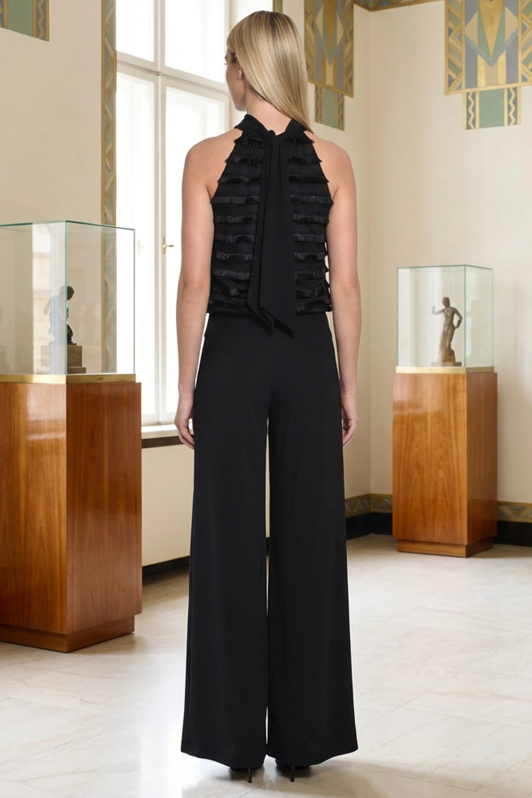 Ida Textured Halter Wide Leg Jumpsuit