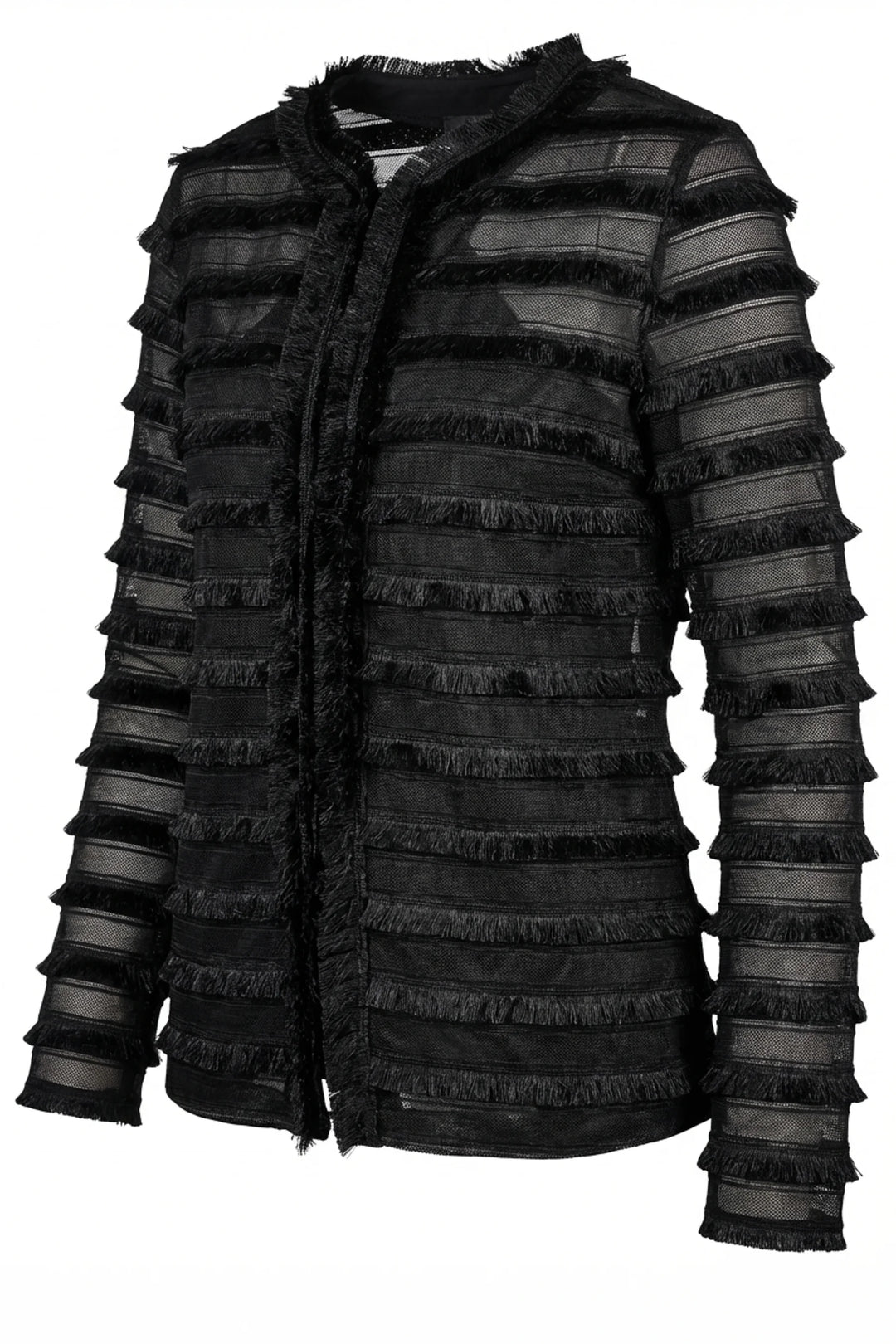 Fina Layered Sheer-Sleeve Evening Jacket