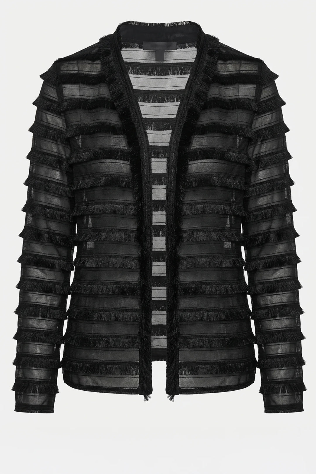 Fina Layered Sheer-Sleeve Evening Jacket