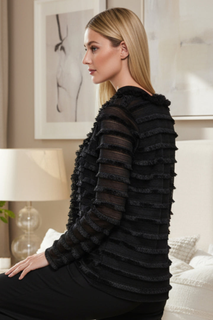Fina Layered Sheer-Sleeve Evening Jacket | Julian Chang