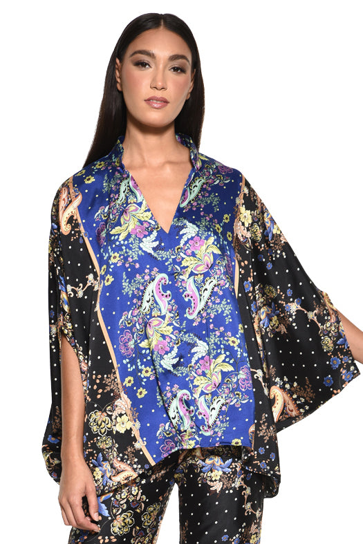 Lalo Draped V Neck Kimono Top