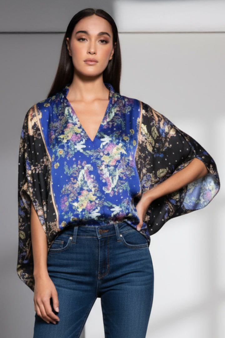 Lalo Draped V Neck Kimono Top