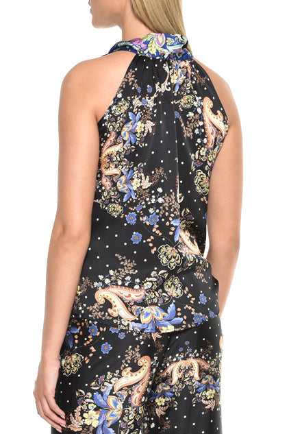 Echo Sleeveless V Neck Collared Top