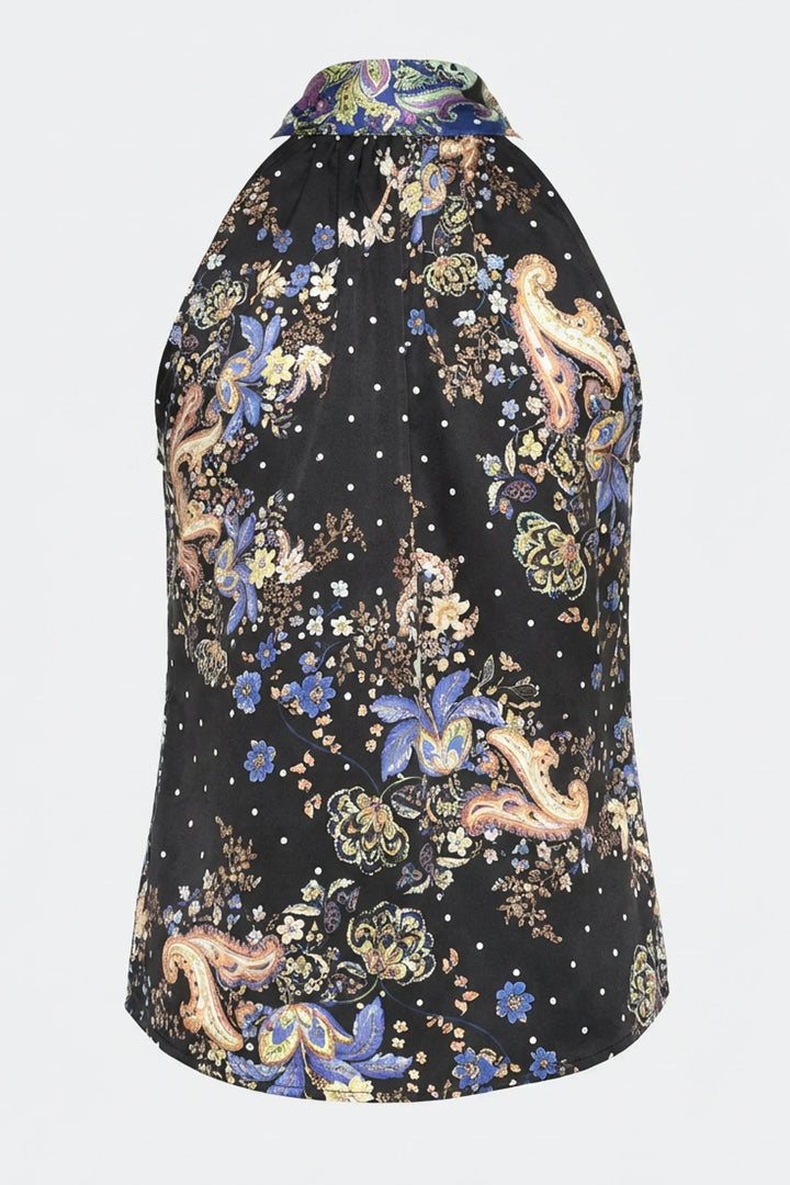 Echo Sleeveless V Neck Collared Top