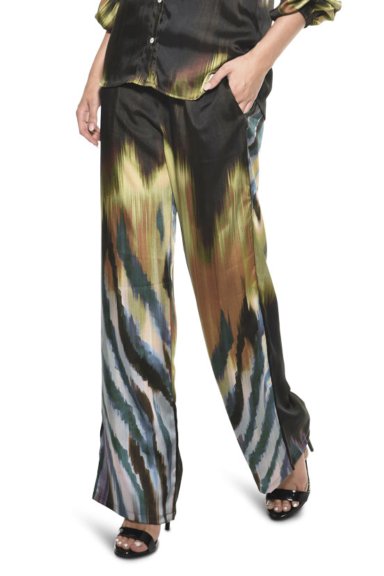 Africa multicolor wide-leg trouser front view.
