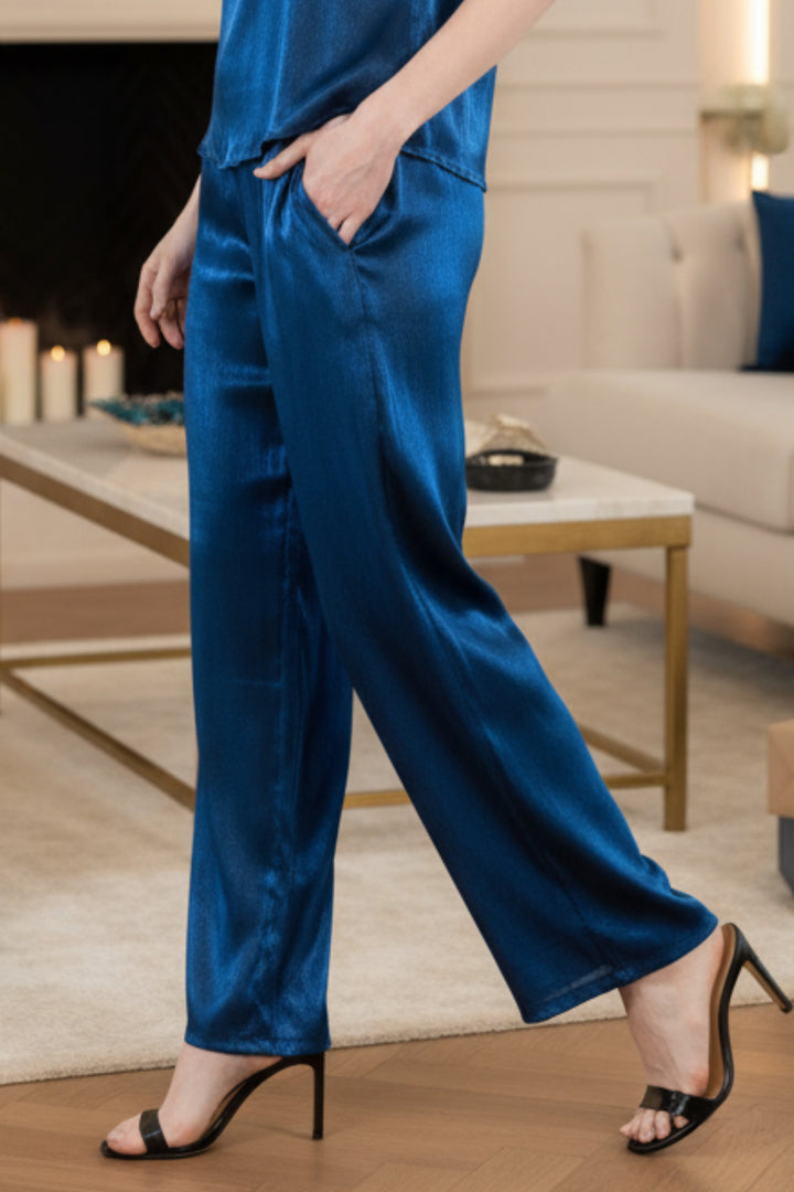 Blueshine Wide Leg Luxury Pant | Julian Chang
