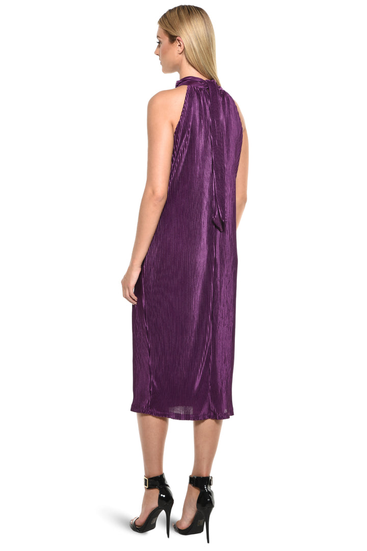 Gio Mock Neck Midi Dress - Purple Plisse