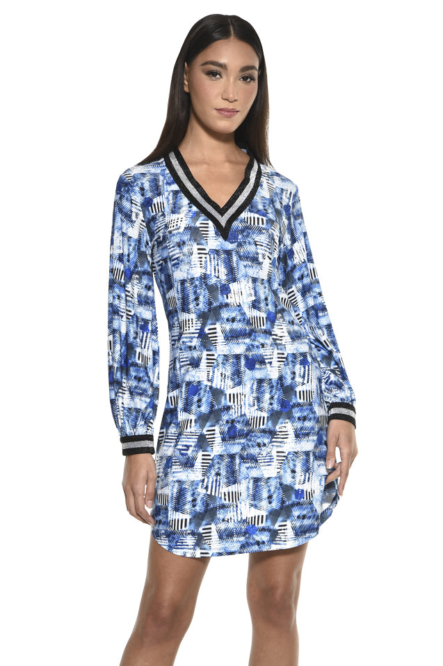 Jojo Contrast Trim V-Neck Sport Dress