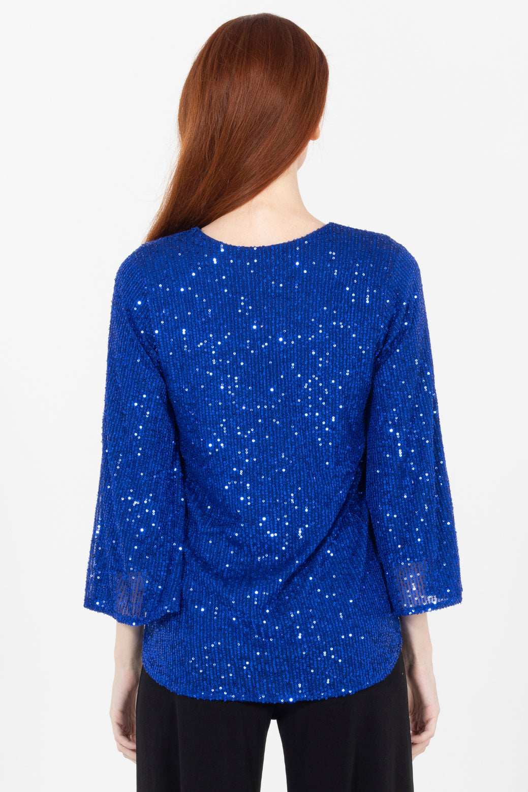 Aldi Sequin Flare Sleeve V Neck Top
