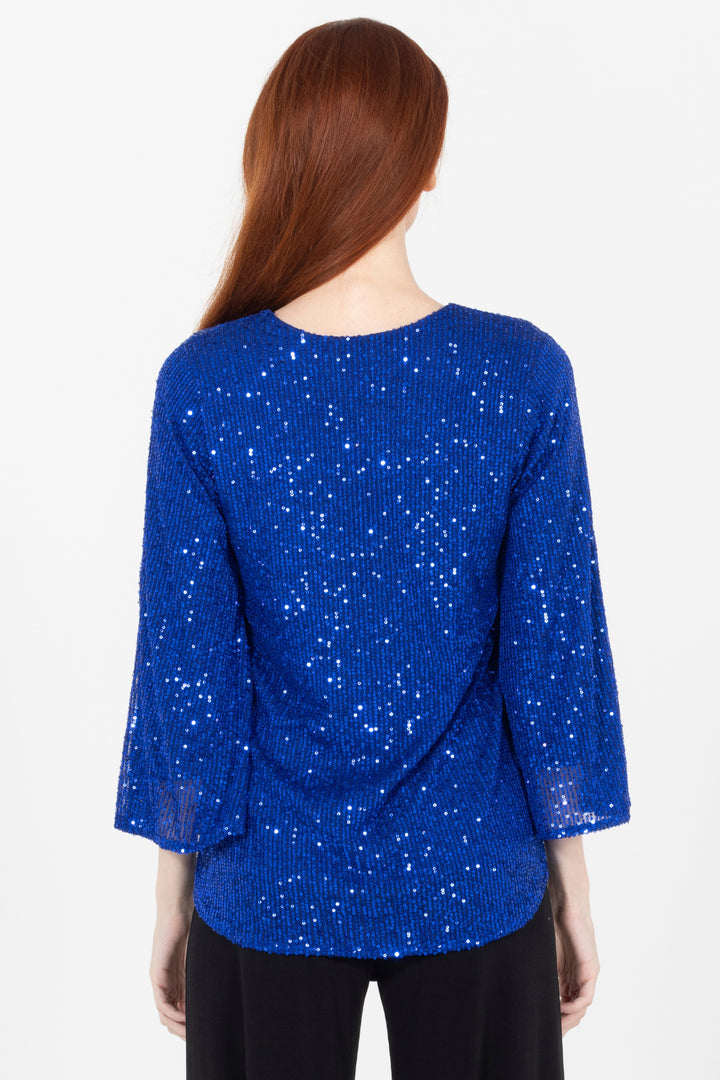 Aldi Sequin Flare Sleeve V Neck Top