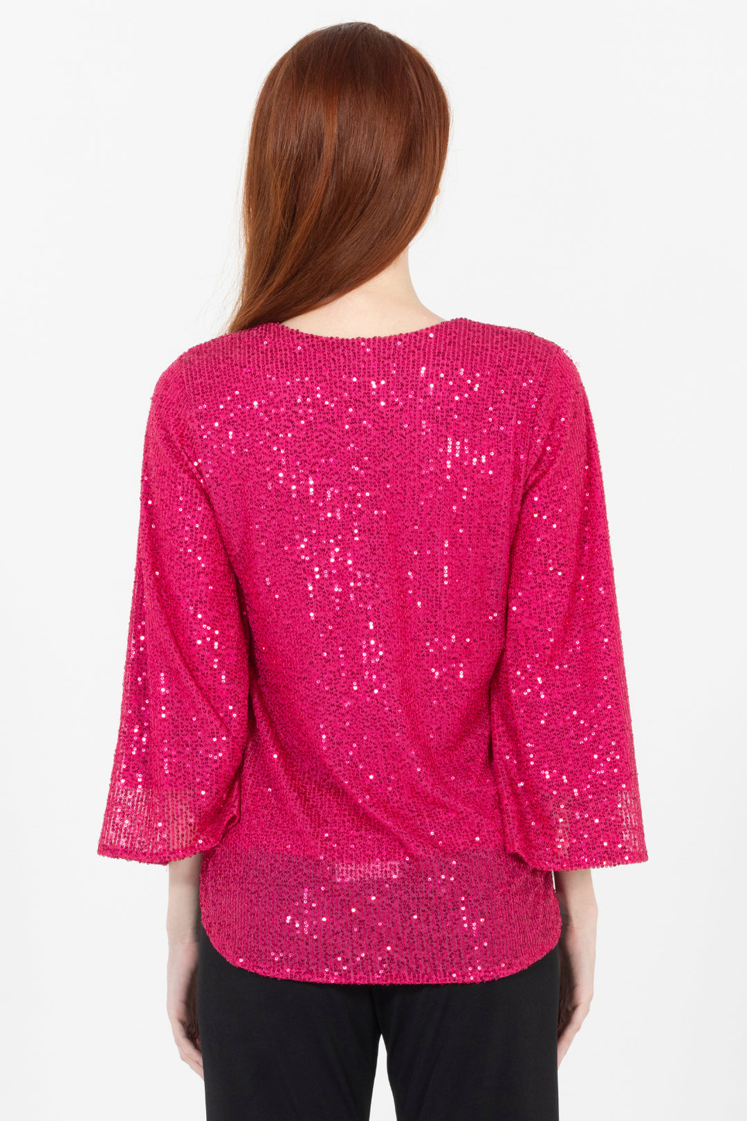 Aldi Sequin Flare Sleeve V Neck Top