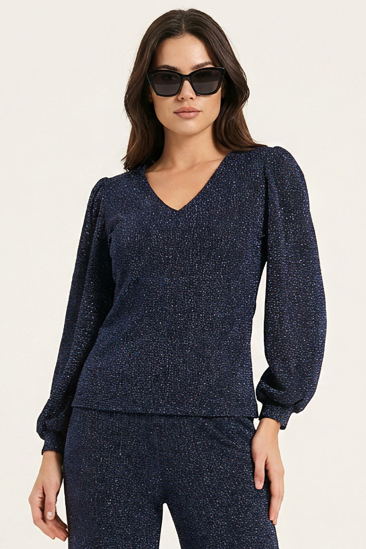 Steam Textured V-Neck Top
