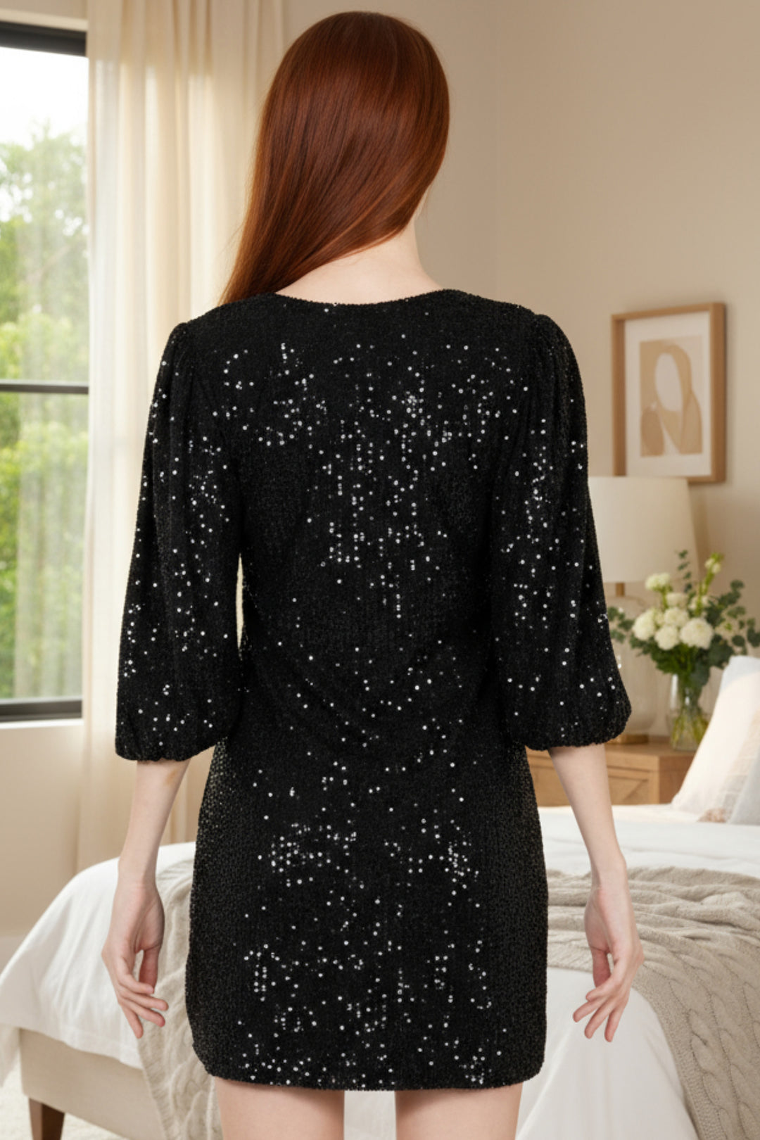 Divine Sequin V Neck Mini Dress | Julian Chang