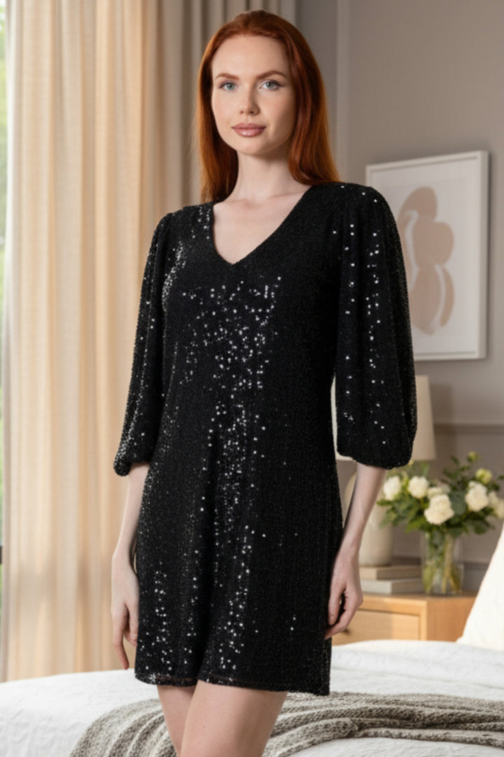 Divine Sequin V Neck Mini Dress | Julian Chang
