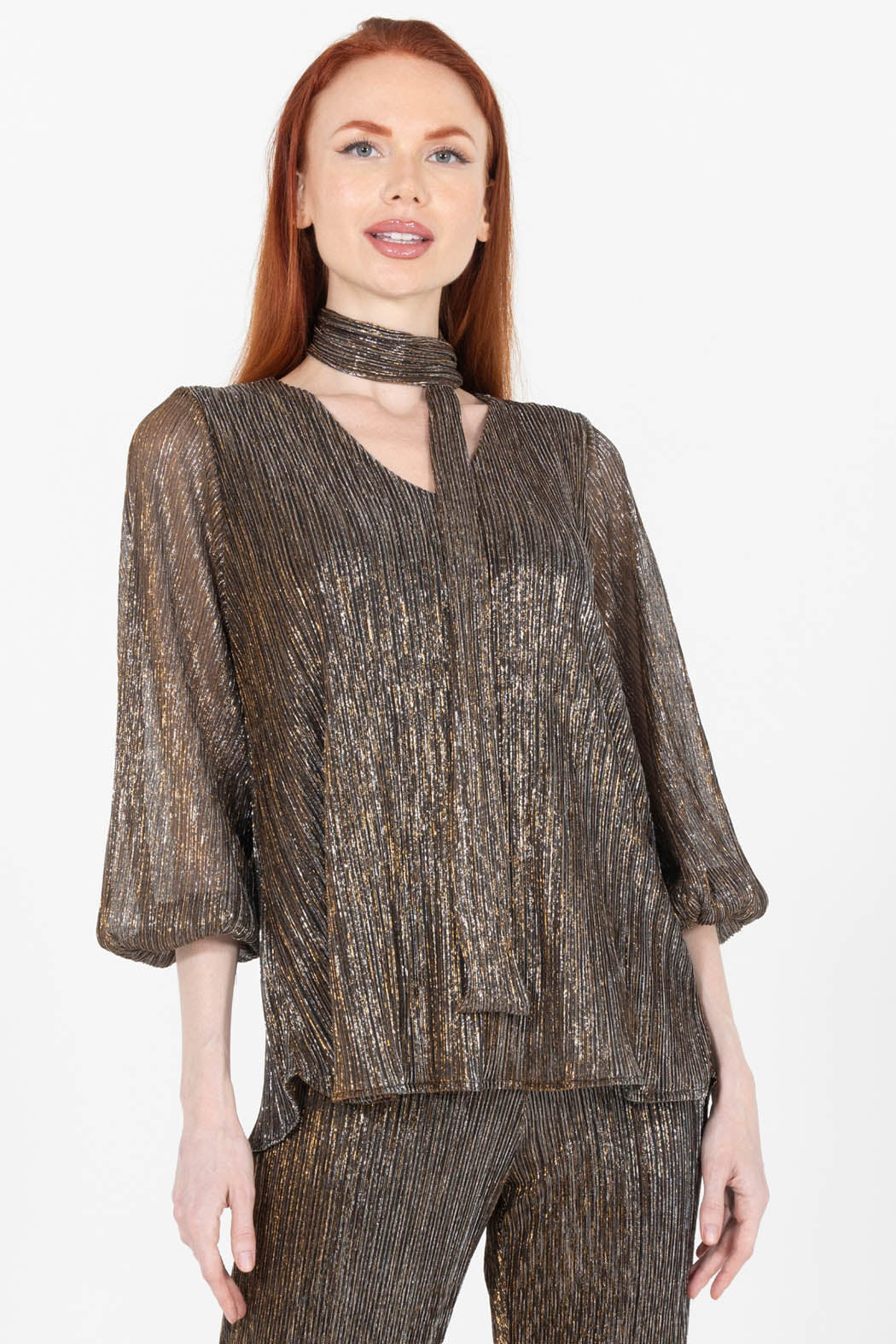 Audi Metallic Pleated Evening Top 