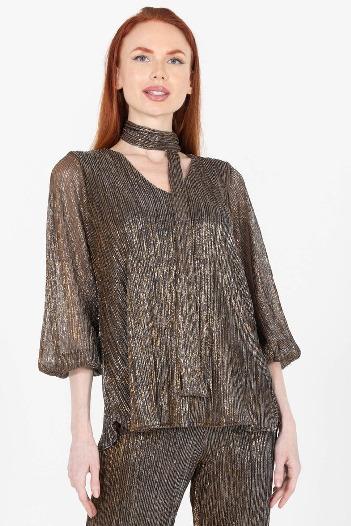 Audi Metallic Pleated Evening Top 