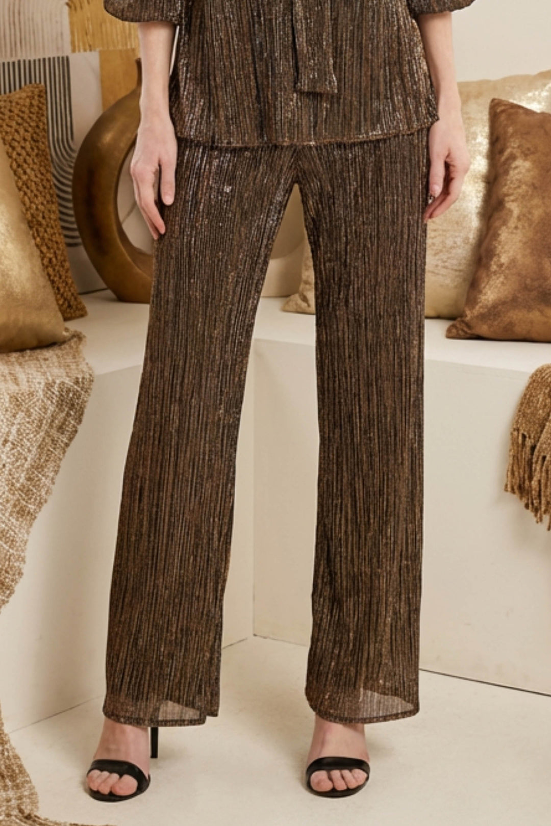 Edi Pant styled for a holiday cocktail or evening event.