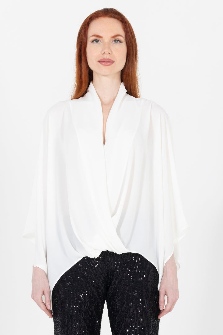 Teo Draped Crossover Luxury Top