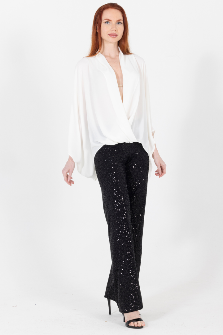 Teo Draped Crossover Luxury Top
