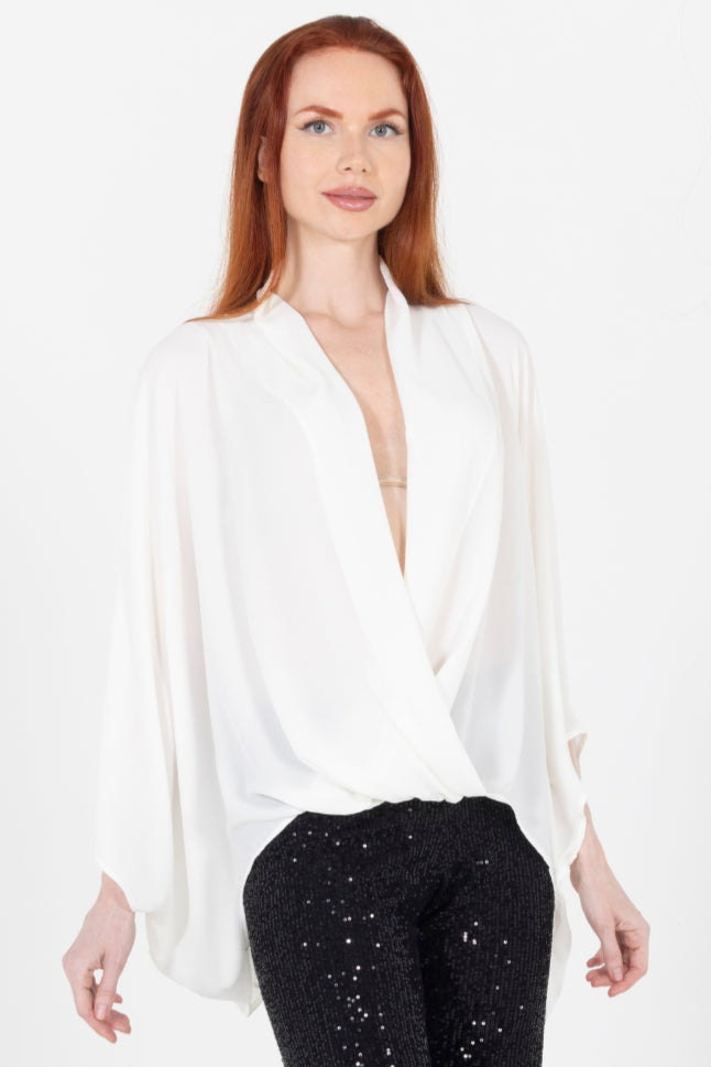 Teo Draped Crossover Luxury Top