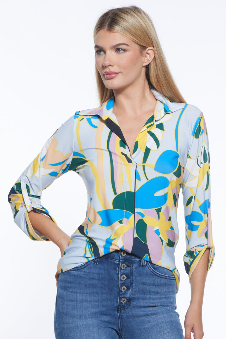 Spike V-Neck Print Top
