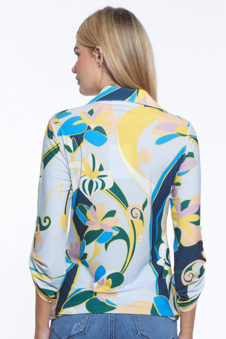 Spike V-Neck Print Top