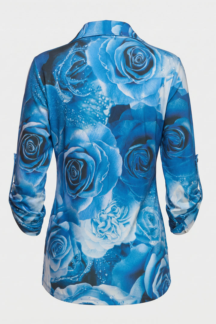 Spike Top Porto Print back view garment structure and tailored fit