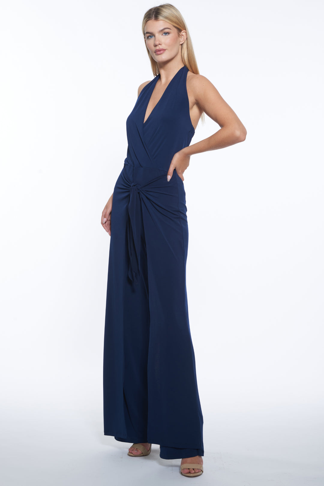 Stroll Halter Tie-Waist Wide Leg Jumpsuit