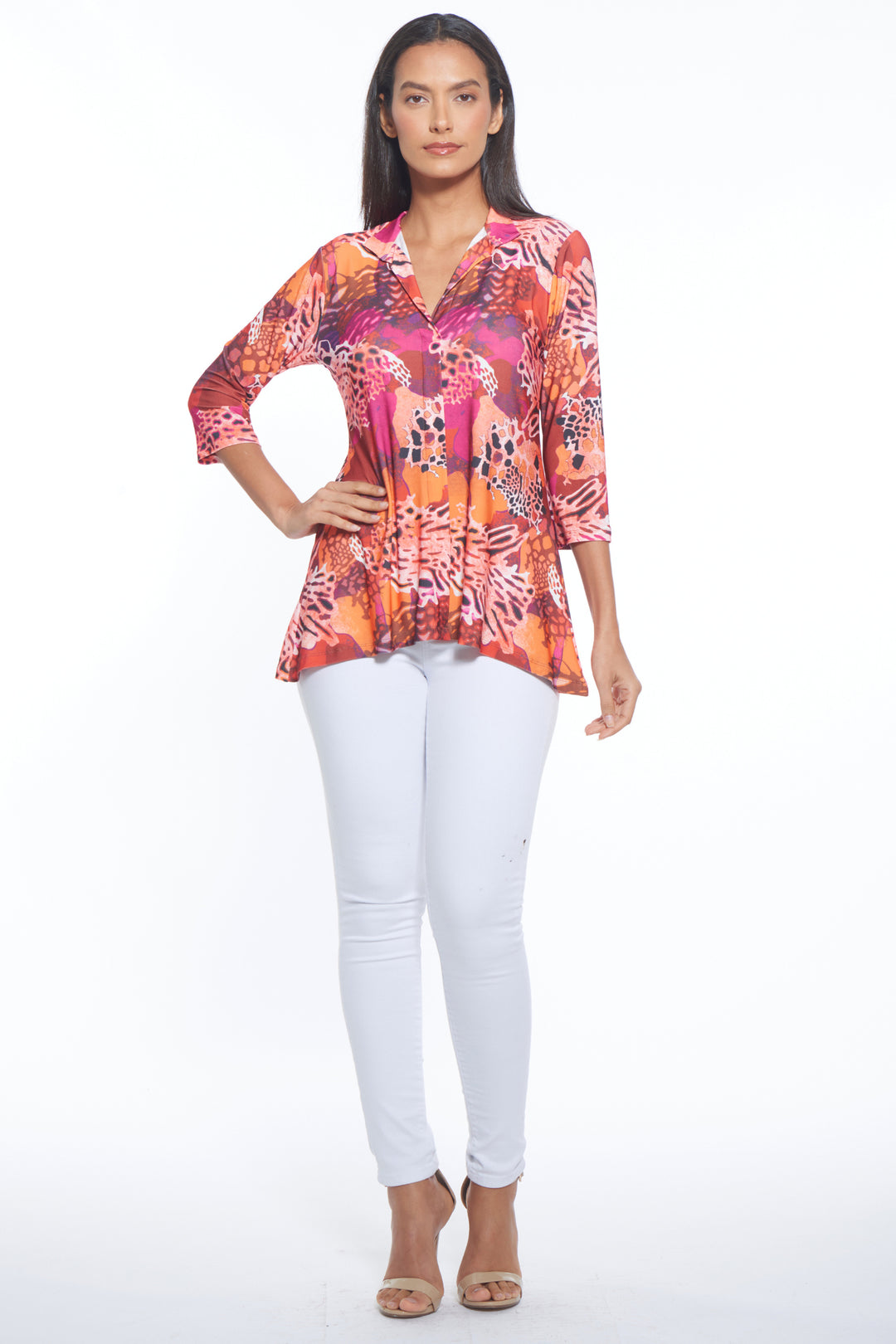 Larry Collared V-Neck Luxury Top