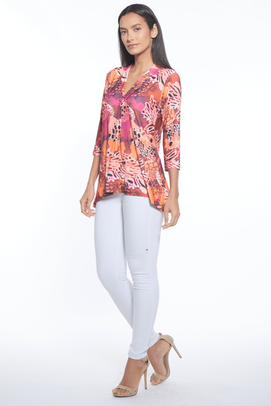 Larry Collared V-Neck Luxury Top