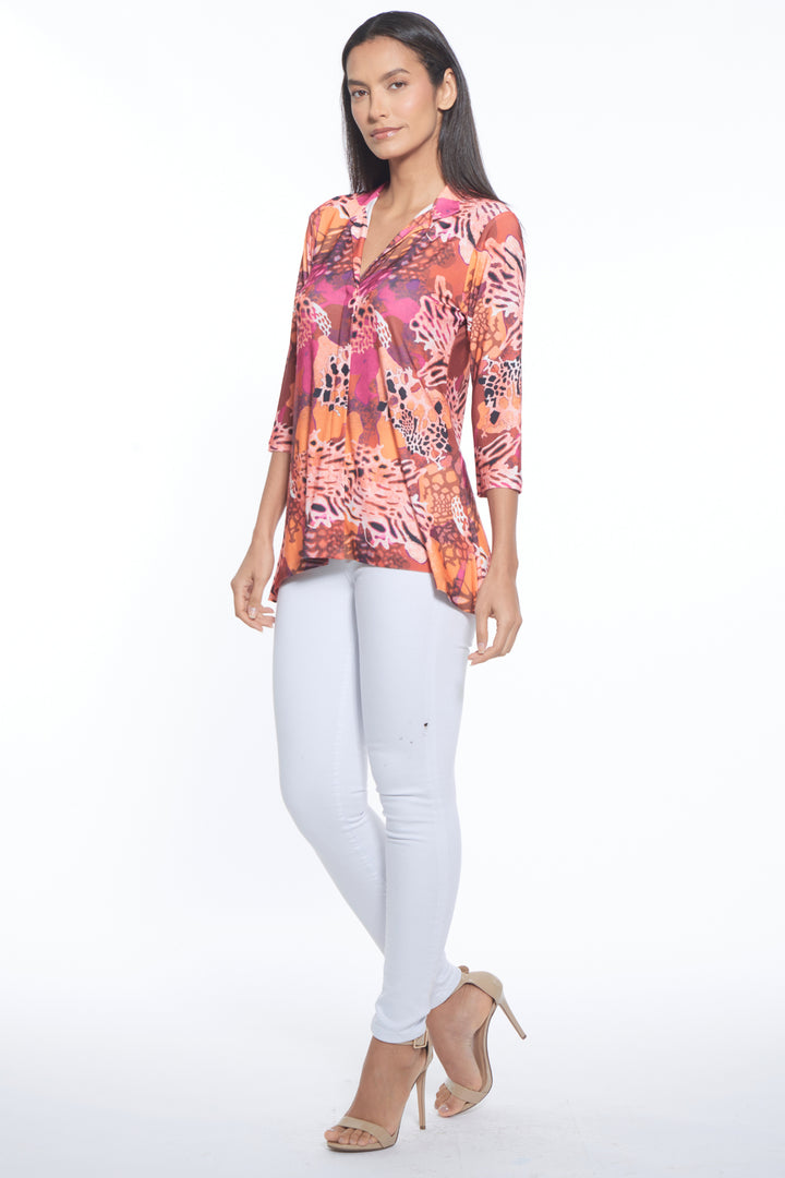 Larry Collared V-Neck Luxury Top